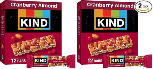 KIND Bars, Cranberry Almond, Healthy Snacks, Gluten Free, 12 Count (Pack of 2)