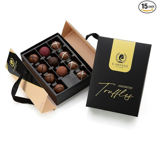 CARIANS Chocolate Gourmet Truffles Box, Chocolate Gift Box, Box of Candy, Assorted Luxury Chocolate Basket, Dark, Milky, Hazelnut Truffles, Holiday Chocolate, Valentine's Day, Great for Gift Giving and Anniversary,11 Pcs.