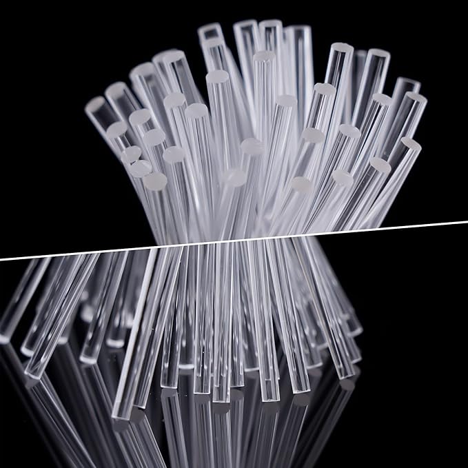 LSYGXYZ 50 Pieces Acrylic Lollipop Sticks, Clear Cake Pops for Candy Dessert Chocolate Handmade DIY, 8 Inch(3mm Diameter)