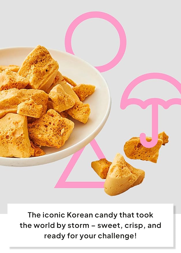 Korean Food Dalgona Cafe CHA– Korean Sugar Candy, Authentic Honeycomb Crunchy Toffee, No Additives (Net Wt. 2.12 oz, 60 g, 1 Pack), 달고나