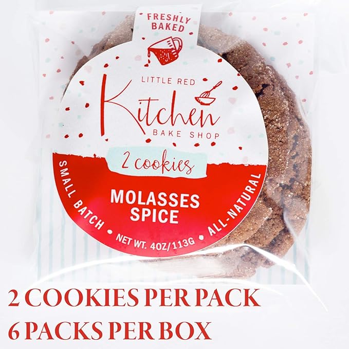 Fresh Baked Molasses Spice Cookies - 1 Dozen - Gourmet Gift Box – Gifts For Men & Women – Soft Cookies - Little Red Kitchen Bake Shop