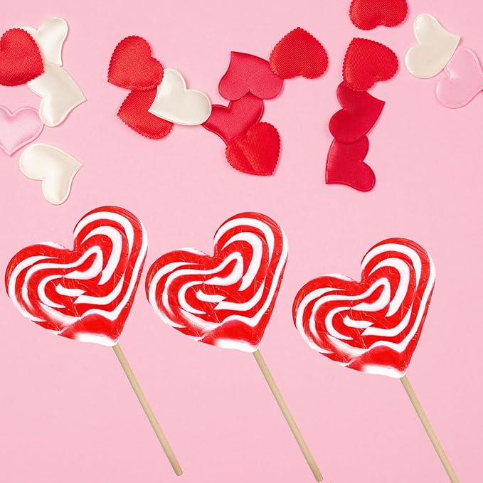 12-Pack Fruidles Jumbo 80 Gram Swirl Lollipop Red and White Heart Design, Party Bag Fillers, Individually Wrapped,