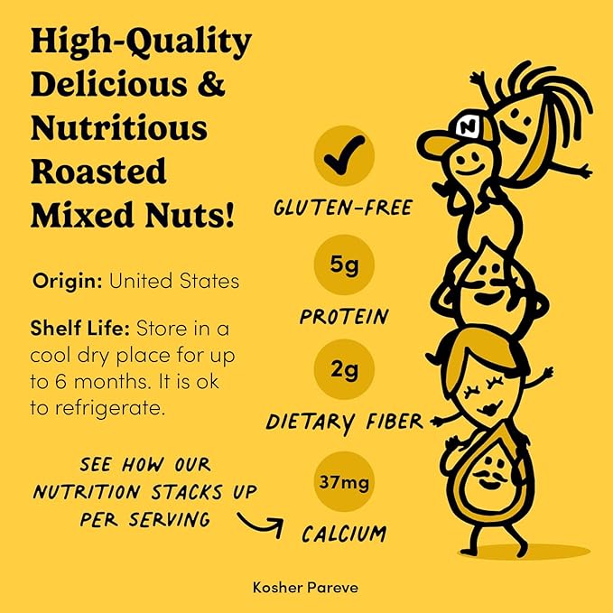 Nuts.com Roasted Mixed Nuts (50% Less Salt) – 24 Single Serve Snack Packs – Almonds, Cashews, Pecans, Brazil Nuts, Hazelnuts – Gluten-Free, Kosher, No Peanuts – Healthy Low Sodium Protein Snack