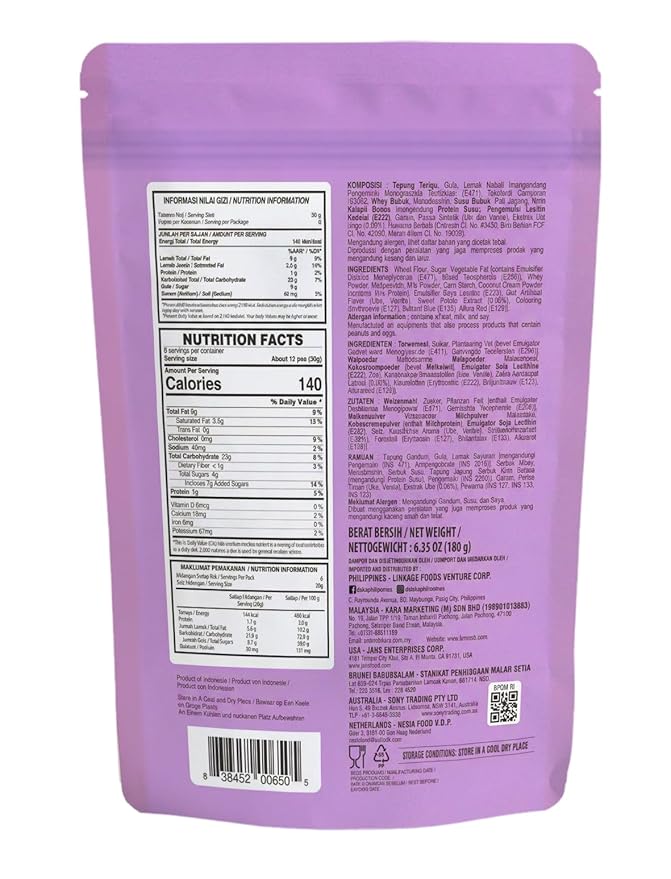 Deka Ube Mini Wafer Bites Creme Filled Rolled Wafers, 6.35oz