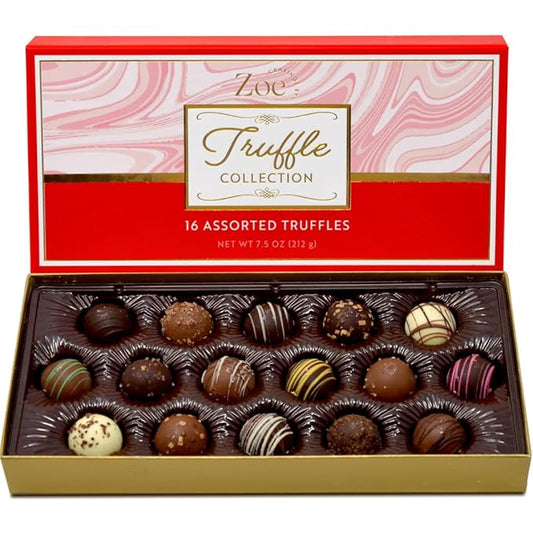 CRAVINGS BY ZOE Valentines Day and Birthday Chocolate Truffles Gift Box | 16 Count | Chocolate Candy Gifts | Gourmet Assorted Chocolate Food Gift Basket | Birthday Gifts for Women Men Mom Dad Adults Couples Families