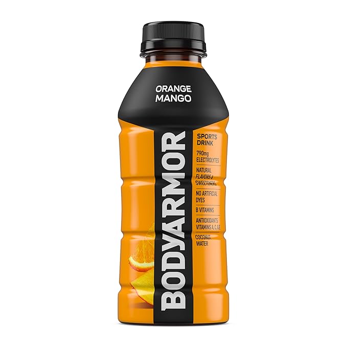 BODYARMOR Sports Drink, Orange Mango, Electrolyte Drink Hydration, 16 Fl Oz Bottles (12 Pack), Flavored Coconut Water with B Vitamins & Antioxidants