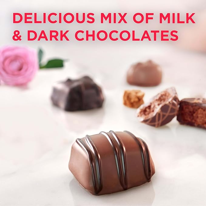 RUSSELL STOVER Valentine's Day LARGE Red Foil Heart Assorted Milk Chocolate & Dark Chocolate Candy Gift Box, 30.04 oz.