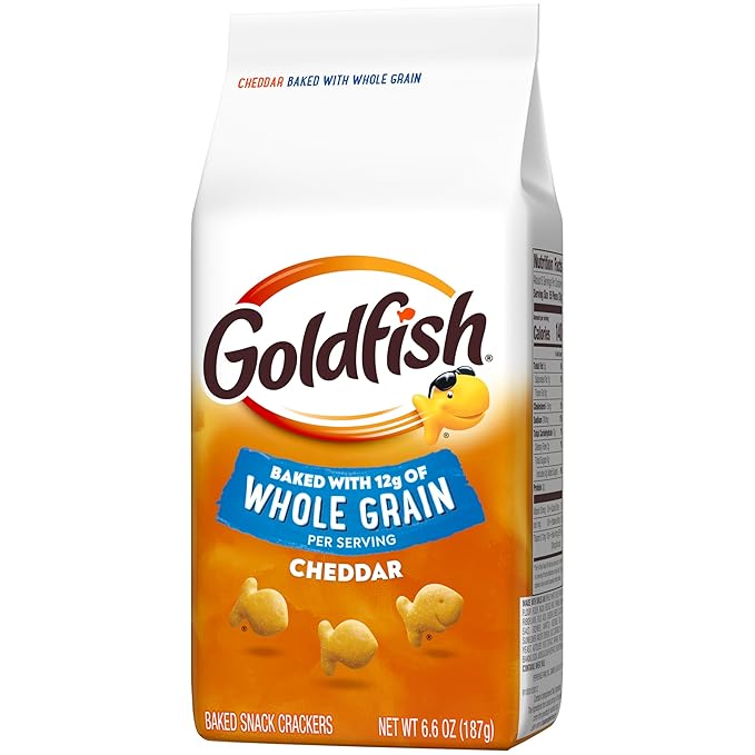 Goldfish Baked with Whole Grain Cheddar Cheese Crackers, 6.6 Oz Bag (Pack of 3)