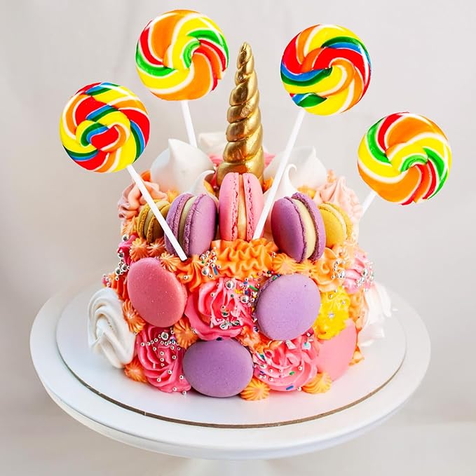 Rainbow Twisty & Swirl Lollipops 32 Pack, Unicorn Candy Swirl Lollipops Individually Wrapped Suckers, Rainbow Lollipop Candy Bulk for Birthday, Mixed Fruit Flavor