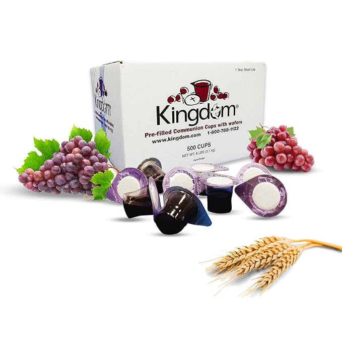 Kingdom Easy Open Prefilled Communion Cup with Wafers(500ct) Sealed in a Single-Serving Container with Upto 1-Year Shelf Life, Perfect for Holy Eucharist Celebration in Hospitals, Summer Camps, and more!