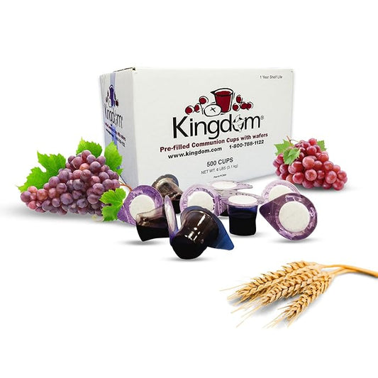 Kingdom Easy Open Prefilled Communion Cup with Wafers(500ct) Sealed in a Single-Serving Container with Upto 1-Year Shelf Life, Perfect for Holy Eucharist Celebration in Hospitals, Summer Camps, and more!