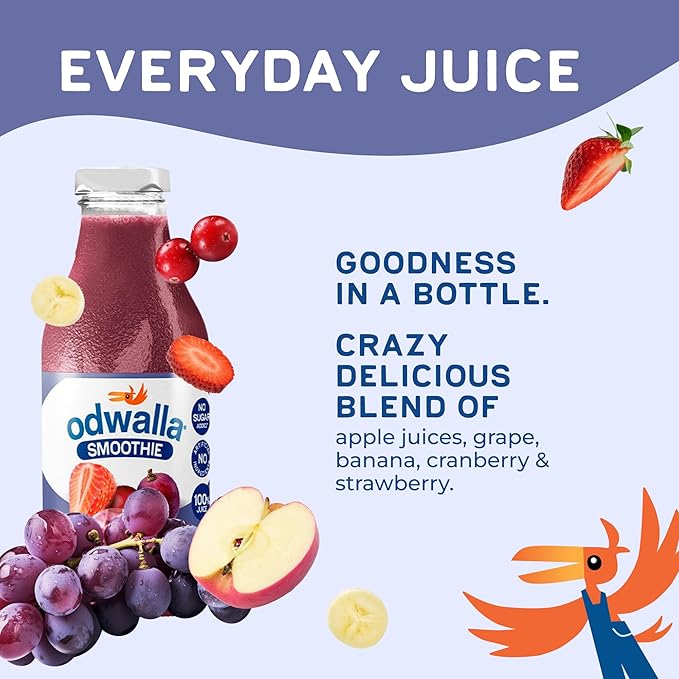 Odwalla Berries Smoothie - Fruit Smoothie Mix Ready to Drink - Juice Blend, No Added Sugar, No Preservatives - 13.9 oz Glass Bottles (12 Pack)