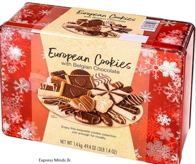 Luxury European Chocolate Cookie Variety – Festive Christmas Biscuit Assortment, 49.4 oz. Perfect for Valentines, Easter or Any Event