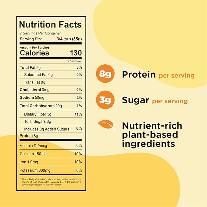 Protein and Gluten-Free Breakfast Cereal by Three Wishes (1-Pack) - High Protein and Low Sugar Snack - Vegan, Kosher, Grain-Free and Dairy-Free - Non-GMO (Honey)