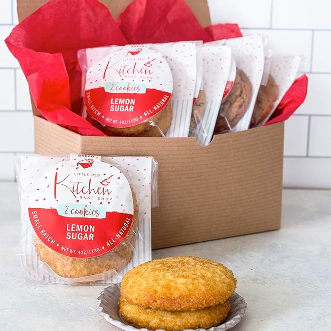 Fresh Baked Lemon Sugar Cookies - 1 dozen - Gourmet Gift Box – Gifts For Men & Women – Soft Cookies - Little Red Kitchen Bake Shop