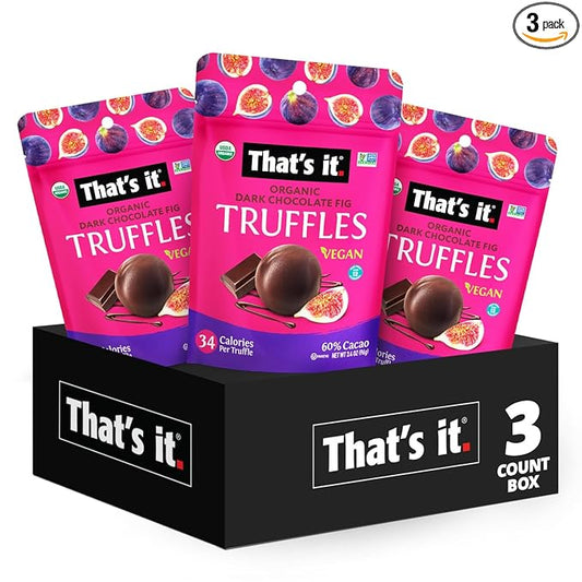 That's it Organic Dark Chocolate & Fig Truffles. 100% Plant-Based, Vegan, Gluten-Free, All Natural (3 Pack)