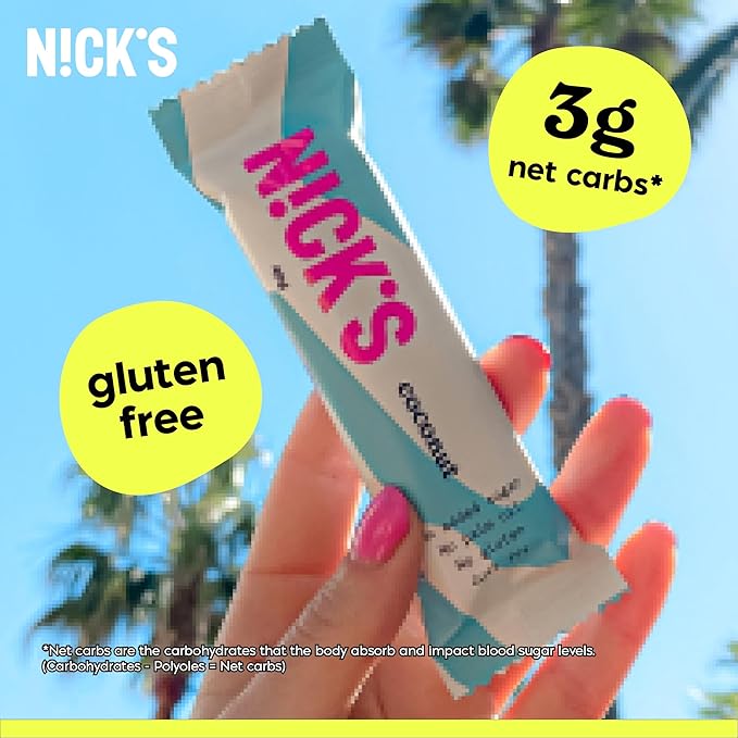 NICKS Coconut Keto Chocolate Candy Bars No Added Sugar, Gluten Free Sweets Low carb Candy Snack Bar – 15-Pack (40g Each)