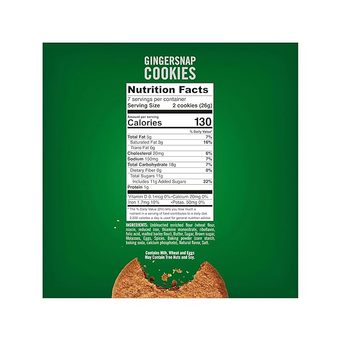 Tate's Bake Shop Gingersnap Cookies, Limited Edition Holiday Cookies, 4 - 7 oz Bags