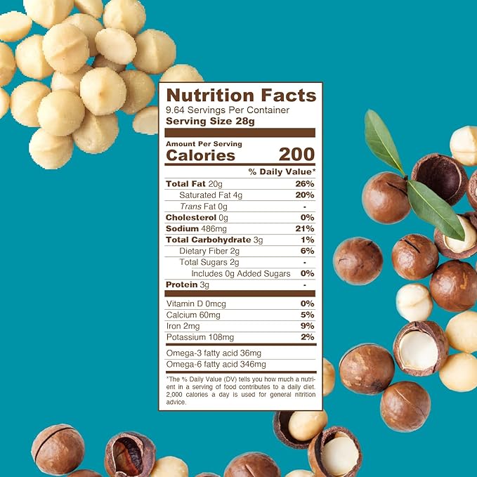 Tropical Crunch Salted Macadamia – Oven-Baked Natural Snack, Gluten-Free, Keto-Friendly, Non-GMO, 1oz