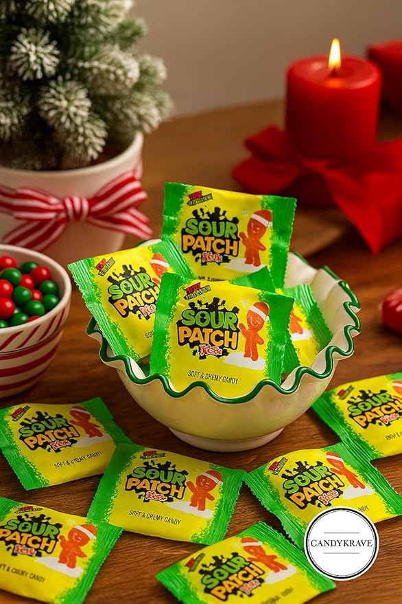 SourPatch Kids Holiday Edition – Soft & Chewy Sour Candy – Individually Wrapped Treat-Size Pack – 2 lb Bulk (Approx. 70–80 Packs) – Perfect for Christmas Stockings, Party Favors & Candy Bowls
