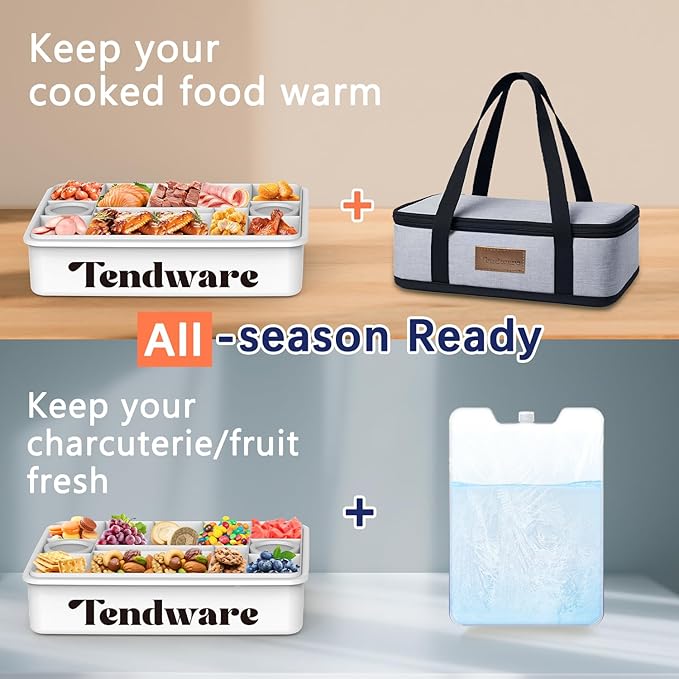 Chilled Portable Snackle Box Container Beach Essentials Insulated Bag Keep Food Warm, Divided Serving Tray Reusable Ice Pack Road Trip Essentials for Charcuterie Snack Picnic