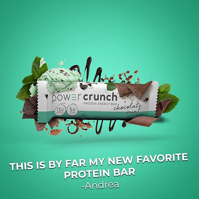 Power Crunch Protein Wafer Bars, High Protein Snacks with Delicious Taste, Chocolate Mint, 1.4 Ounce (12 Count) (Pack of 2)