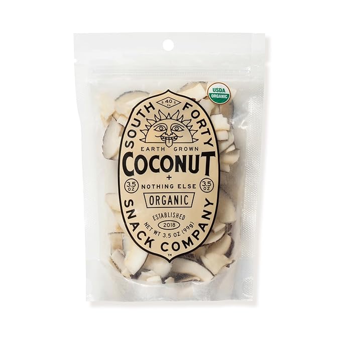South 40 Snacks Organic Coconut Chips, Just 1 Ingredient (3.5oz bag, pack of 4)