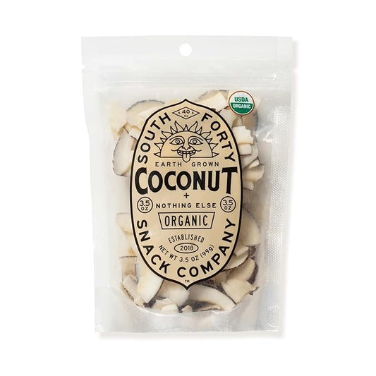 South 40 Snacks Organic Coconut Chips, Just 1 Ingredient (3.5oz bag, pack of 4)