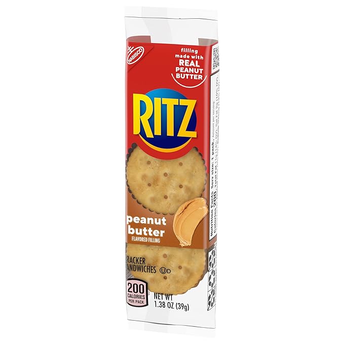 RITZ Peanut Butter Sandwich Crackers, Lunch Snacks, 112 Snack Packs (14 Boxes, 6 Crackers Per Pack)