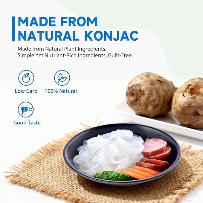 Soeos Konjac Noodles, Fettuccine, 9.5oz (270g) 6 Packs, Kosher, Sugar Free, Gluten Free, Low Calorie, Low Carb Pasta, Shirataki Noodle