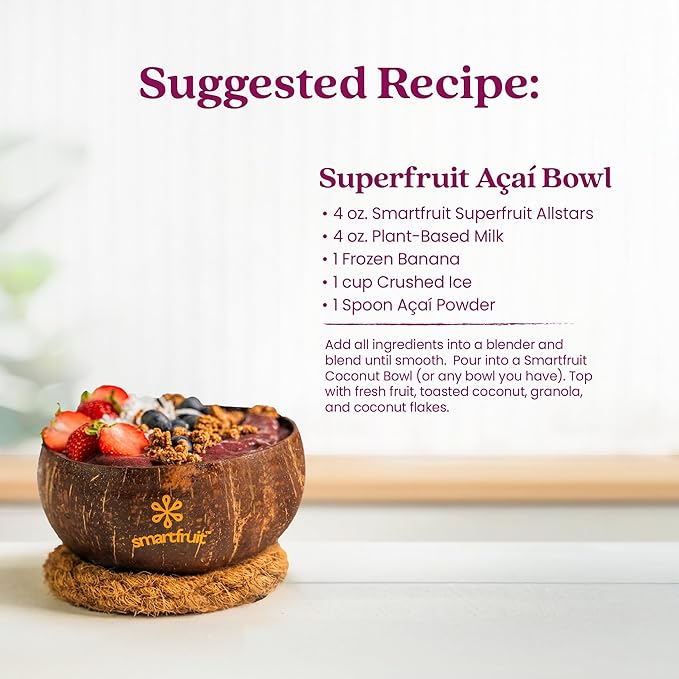 Smartfruit Superfruit All-Stars + Energy – 100% Real Fruit Purée with Blueberry, Pomegranate, Acai & Goji Berries – Great for Smoothies, Juice, Yogurt, Cocktails, Teas & More – 2-Pk, 48oz Each