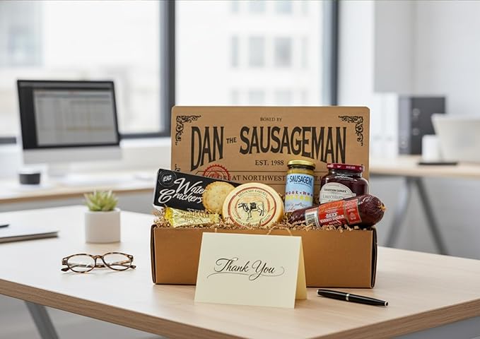 Dan the Sausageman Signature Gift (Nordic Fusion) Gift Basket – Gourmet Snacks with Summer Sausage, Cheese, Crackers, Lingonberry Sauce – Holiday, Thank You, Mother’s Day, Meat and Cheese, Snack Box