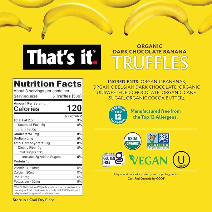 That's it. Organic Dark Chocolate Truffles Variety Pack. 100% Plant-Based, Vegan, Gluten-Free, All Natural (3 Pack)
