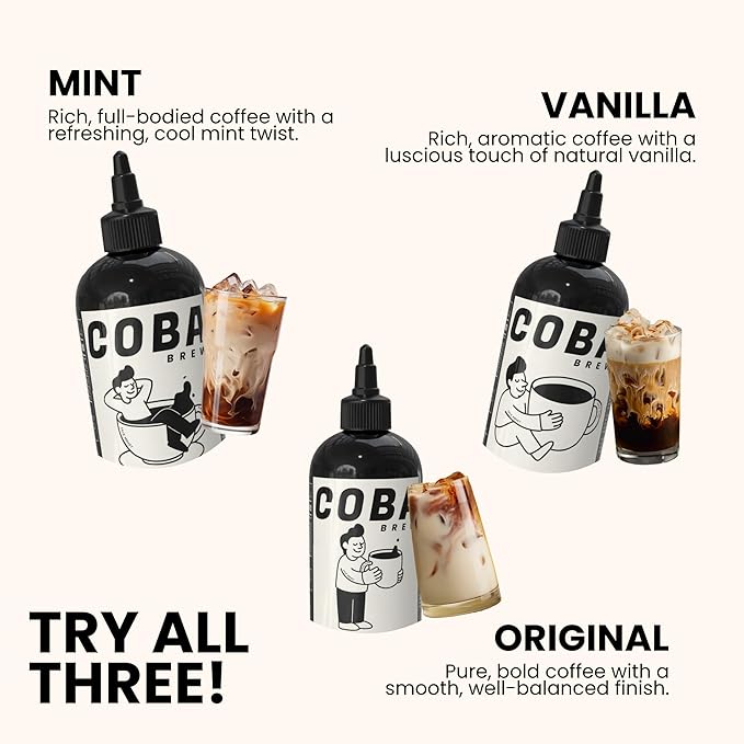 COBA Premium Coffee Concentrate: Bold & Extra Strong Kick - 20x Cups | Instant Cold Brew/ Hot Coffee in Seconds | Specialty, Fair Trade, Organic, Medium Roast, Dairy Free | 2 TEASPOONS/Cup | Rich Flavor (8 Fl Oz (Pack of 1), Vanilla)