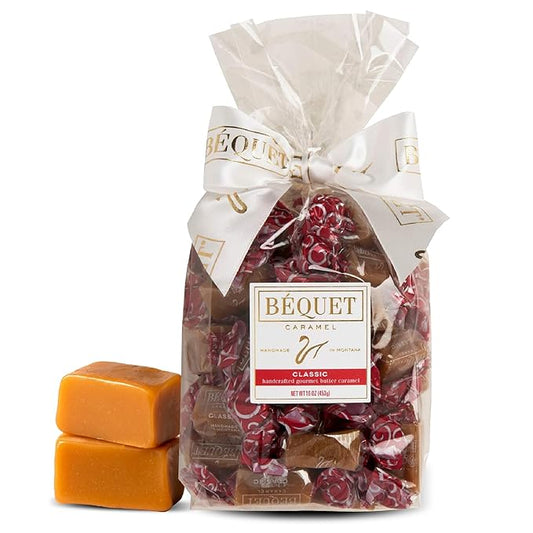 Béquet Caramel - Classic - Caramel Candy Individually Wrapped - Gourmet Caramel Candy - Made in Montana - Kosher (Star D) and Gluten Free - 16oz Gift Bag