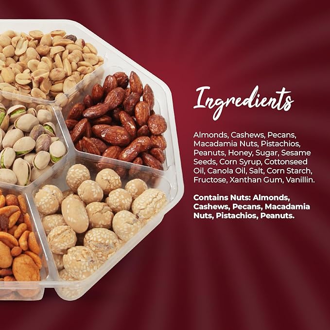 SizGit Nut Gift Baskets, 14oz Mixed Nut Gift Box of 7 Sectional Platter, Ideal Nut Assortment for Holidays, Birthdays, Celebrations, Anniversaries, Corporate Occasions and Everyday Snacking