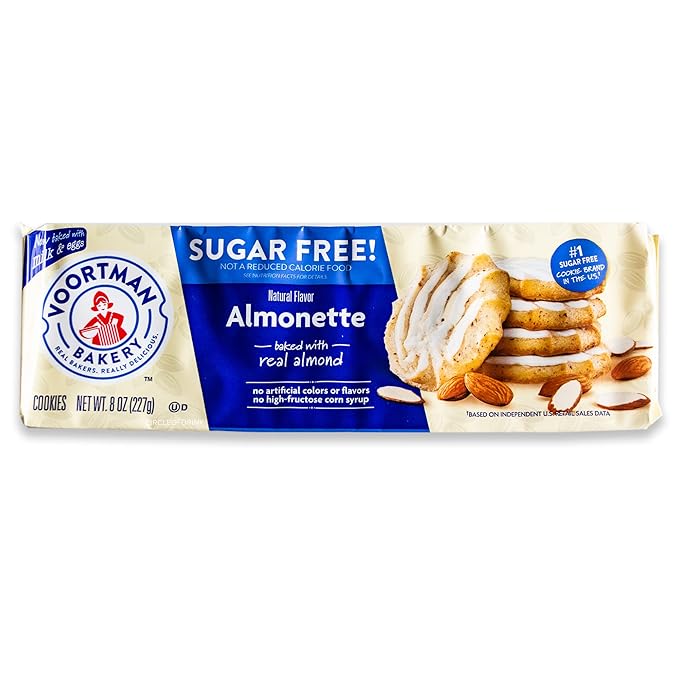 Voortman Sugar Free Cookies - Variety Pack - Chocolate Chip - Fudge Brownie Chocolate Chip - Iced Almonette - 3 Packs Total