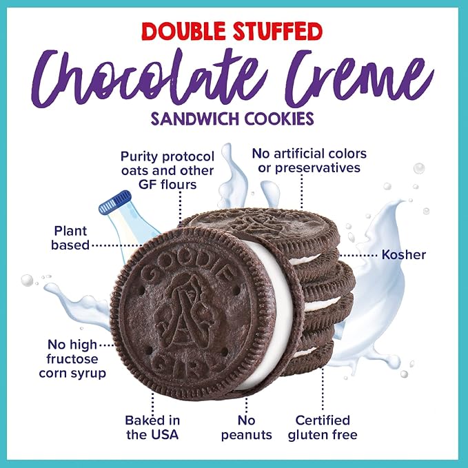 Goodie Girl Double Stuffed Chocolate Creme Sandwich Cookies - Gluten Free, Dairy Free, Peanut Free, Egg Free (3 Pack)