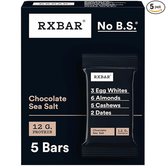 RXBAR Protein Bars, Protein Snack, Snack Bars, Chocolate Sea Salt, 9.1oz (5 Count)