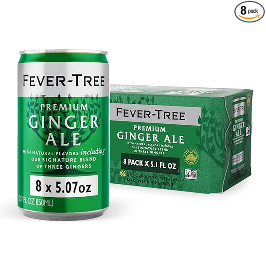 Fever-Tree Ginger Ale – Premium Mixer for Cocktails and Mocktails, 5.1 fl oz Cans, Pack of 8 – Naturally Sourced, Non-GMO
