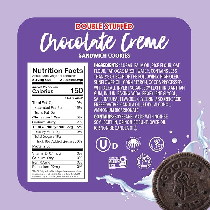 Goodie Girl Double Stuffed Chocolate Creme Sandwich Cookies - Gluten Free, Dairy Free, Peanut Free, Egg Free (3 Pack)