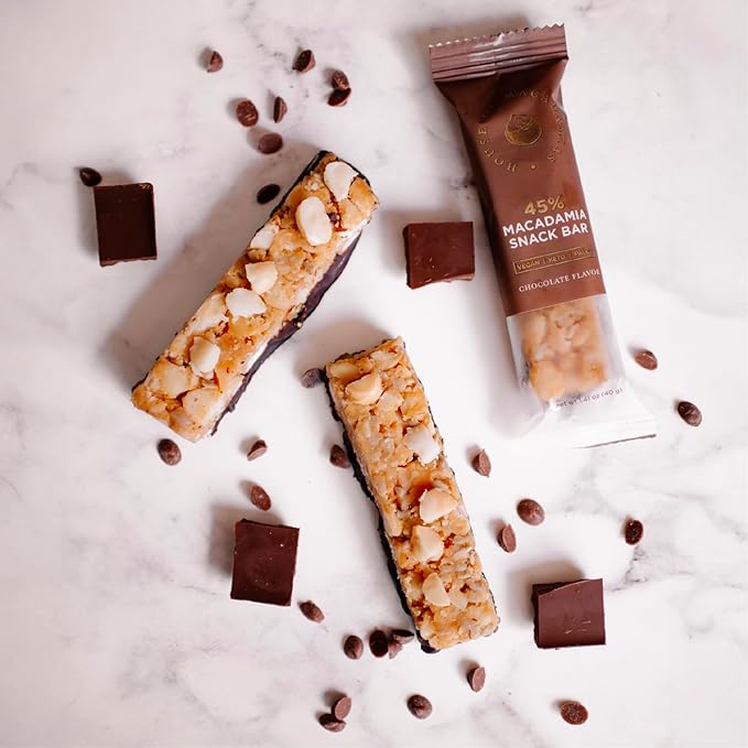 House of Macadamias, Macadamia Snack Bars, Chocolate, 12 x 1.41oz - Keto, Vegan, Paleo, Gluten-Free, Sugar-Free, Dairy-Free, Healthy Snack Option
