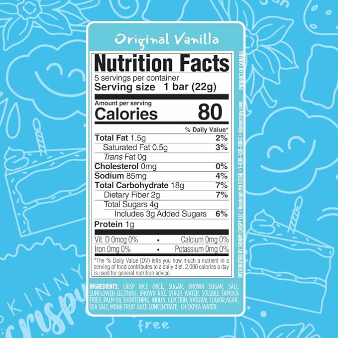 Skinny Crispy Variety Rice Treats – Birthday Cake (6) & Vanilla (6), Low Sugar (4g), Vegan, Gluten-Free, Dairy-Free, Non-GMO, Top 9 Allergen-Free, Healthy Snack Bars, 10 Count
