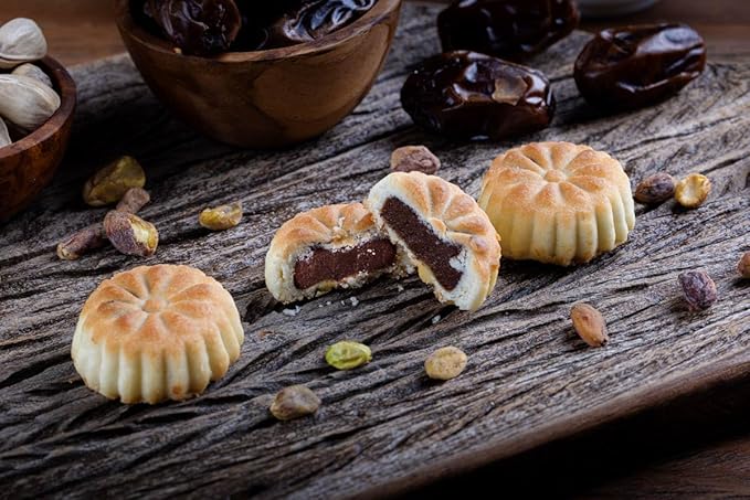 Snacklava Pistachio Date Bites - 6 Pack (18 Pieces) - Pistachio and Date Filled Maamoul Shortbread Cookies - No Artificial Ingredients, Colors or Preservatives