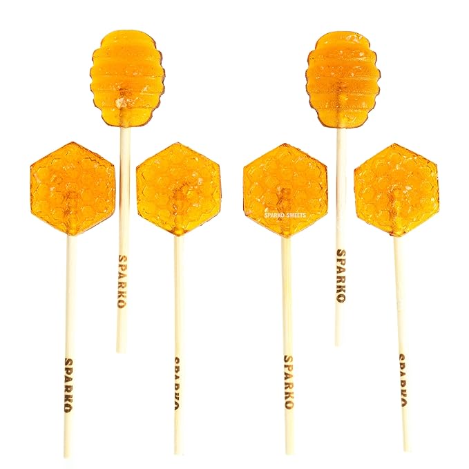 Sparko Sweets Sea Salt Honey Dipper Lollipops, Made in USA, No Artificial Ingredients, No Corn Syrup, 1.5-inch Diameter, 40 Count – Ideal for Tea Stirrers, Sore Throat Remedy, and Gifts