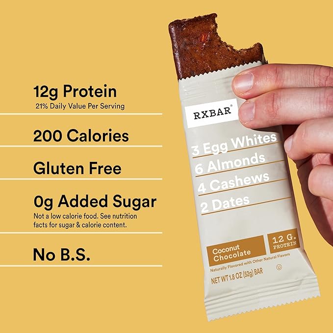 RXBAR Protein Bars, Protein Snack, Snack Bars, Coconut Chocolate, 22oz Box (12 Count)