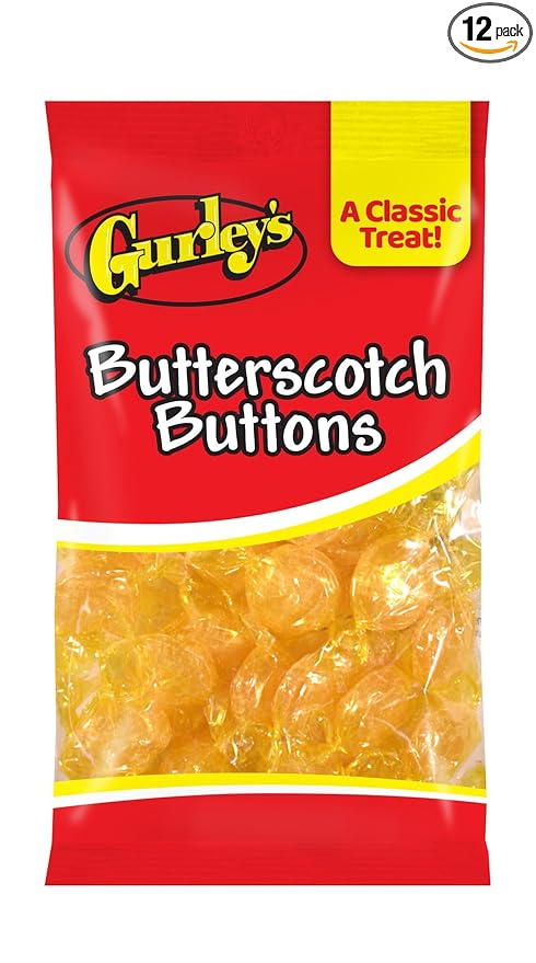 Gurley's Rich Butterscotch Buttons, Smooth and Creamy Hard Candy, Individually Wrapped, Bulk Candy Mix (Pack of 12)