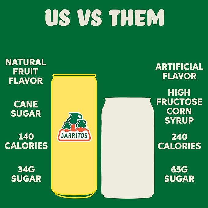 Jarritos - Mexican Soda Soft Drinks, Pineapple (12 oz, 355ml) 24 Cans (3 Boxes of 8) - Real Cane Sugar - 0g Fat - Made in Mexico - Natural Flavor Soda Pop - Party & BBQ Beverages