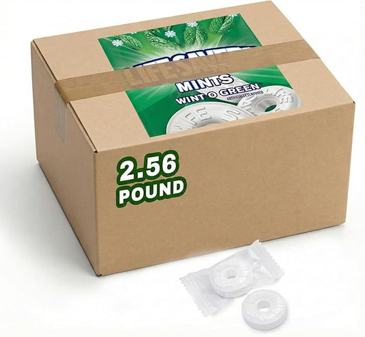 Wint O Green Hard Candy 2.5lb - Fresh Breath Wintergreen Mints, Individually Wrapped Ring-Shaped Mints, Classic Refreshing Mint Candy for Parties, Office, Candy Bowls & Travel