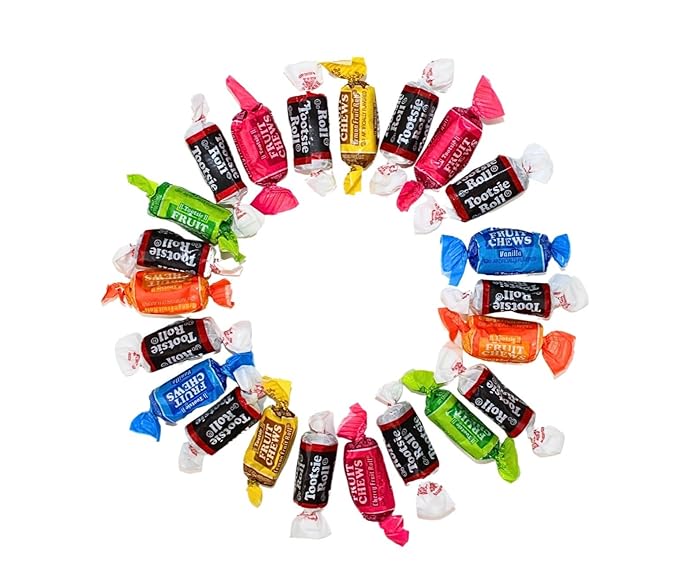 Mini Assorted Flavored Fruit Chews - Fruity and Chocolate Flavored Bulk Bites, Individually Wrapped Candy (2 Pound)